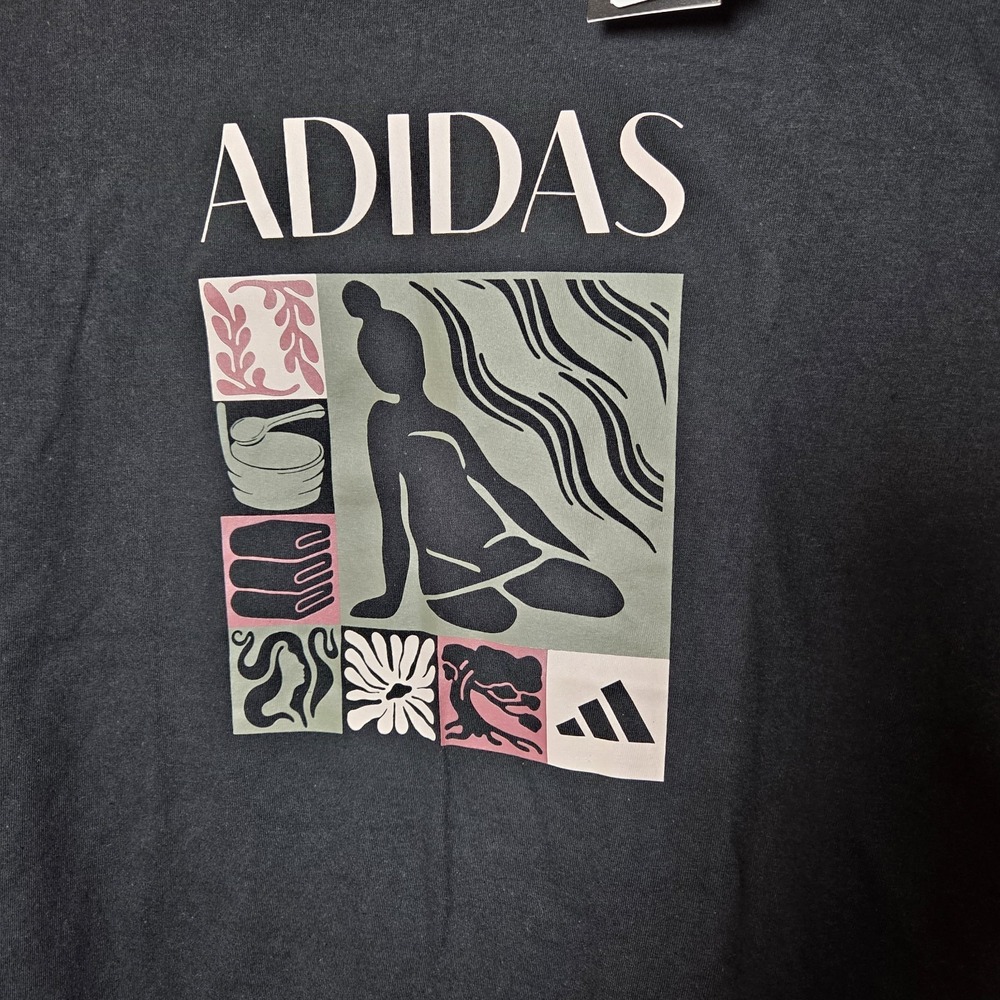 Adidas sz XL women's icon grapic t-shirt NWT blk/grn/pink casual 100% cotton - Picture 2 of 10